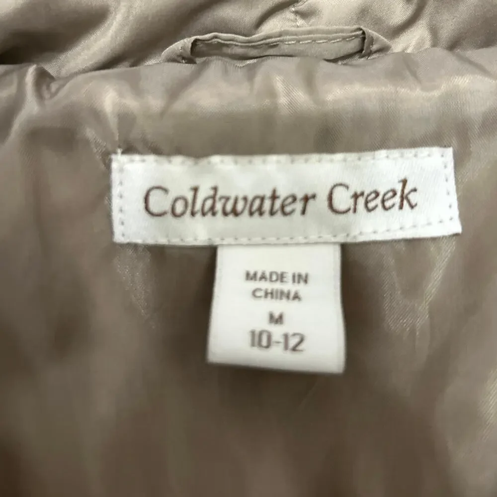 Coldwater Creek Taupe Down Puffer Vest Medium 10/12 Outdoor Active Neutral